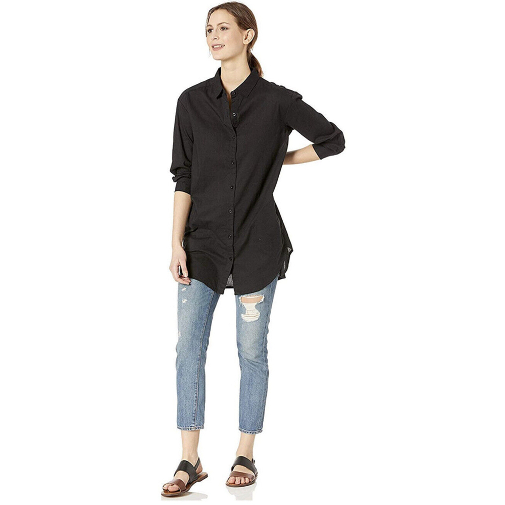 New NWT Womens Prana Black Shirt Dress Organic Tunic S Coverup Mauzy Pockets